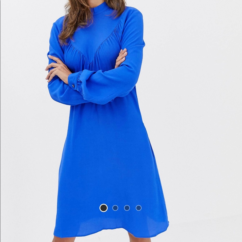 High Neck Bright Blue ASOS Closet Midi Dress